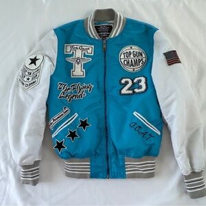 Top Gun Jacket Flying Legends Nylon Varsity Blue Unisex Size Small